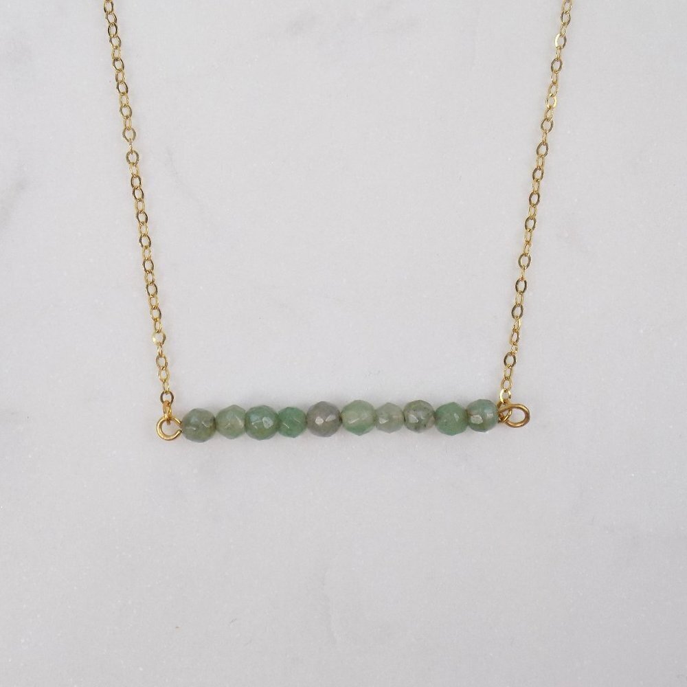 new dainty bar necklace shiny round jade beads